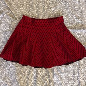 Flare out red mini skirt (high-waisted)
